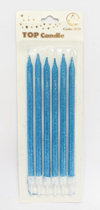 Mavi Simli Doğum Günü Mumu 6 Lı Kod: 910